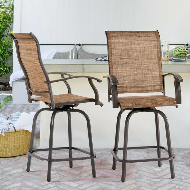 Sunmthink Outdoor Swivel Bar Stools, Set of 2, AllWeather Bar Height