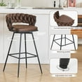 thumbnail image 3 of EYYTHUNG Modern Swivel Bar Stools Set of 6, Suede Fabric Woven Design Bar Chairs with Back Support & Footrest Height Barstools, Brown, 3 of 8