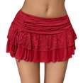 thumbnail image 2 of Wxolcjlv Womens Lace Ruched Mini Skirt Drawstring Side Tiered Ruffle Hem Evening Skirts, 2 of 6