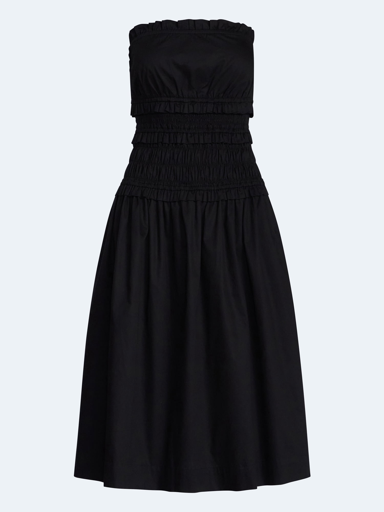 Free Assembly Women's and Women's Plus Strapless Cotton Poplin Tiered Midi Dress, Sizes XS-4X