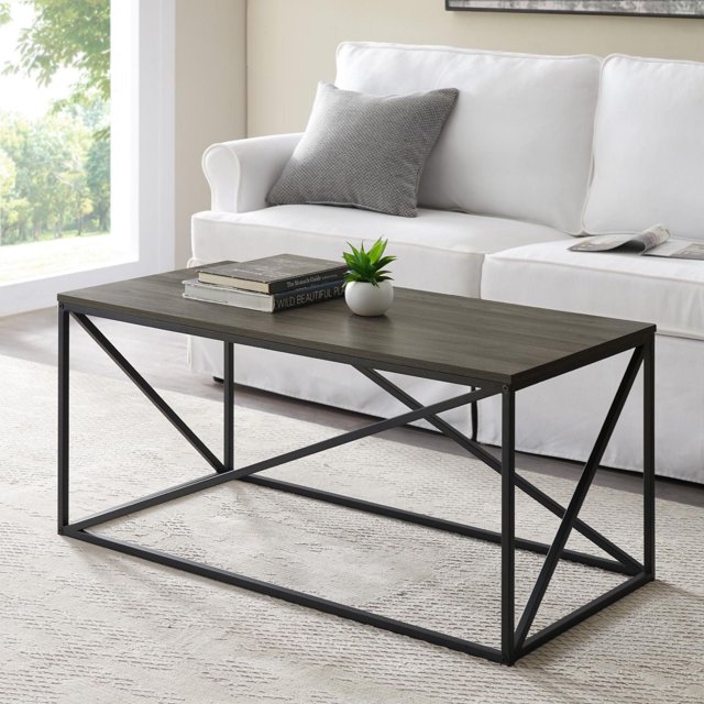 40" Modern Geometric Coffee Table - Dark Concrete