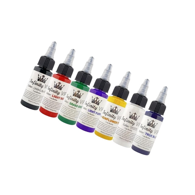 relayinert 7Pcs Tattoo Ink Pigment Set Permanent Painting Pigment Kit for Skin Beauty