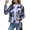 Rm-02 Navy Blue Grid, variant on Women's Cropped Plaid Shacket Jacket Fashion Casual Button Down Lightweight Outwear Flannel Plaid Shirts Casual Jackets with Pockets