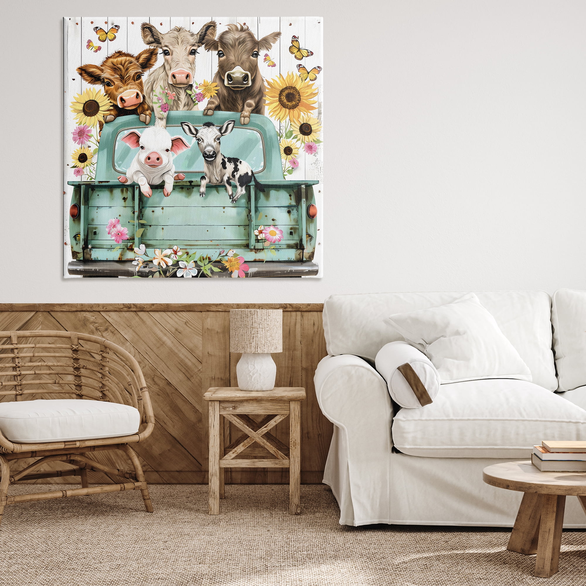 Stupell Industries Barnyard Friends in Vintage Truck Canvas Wall Art, design by Creative Studio