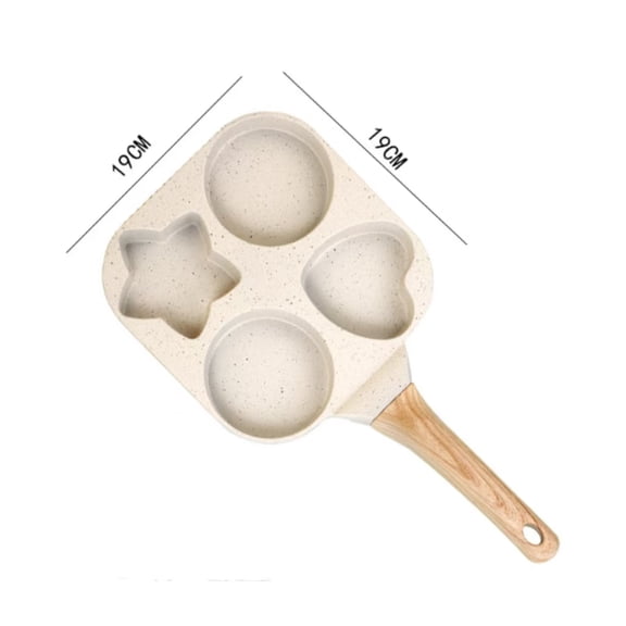 4 Hole Skillet with Handle,Mini Pancake Maker for Breakfast,Non Stick Egg Frying Pans 4 Holes Shapes Mold,Pancake Pan and Healthy Egg Cooker,Multi Purpose Flat Pan for Indoor Cooking(white)M