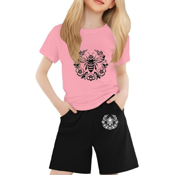 Gaexia Girls Summer Outfits Size 10-12 Floral Print Shorts Outfits Clothes Cotton Outfits Short Blouse and Shorts Summer Shorts Sets Little Girls