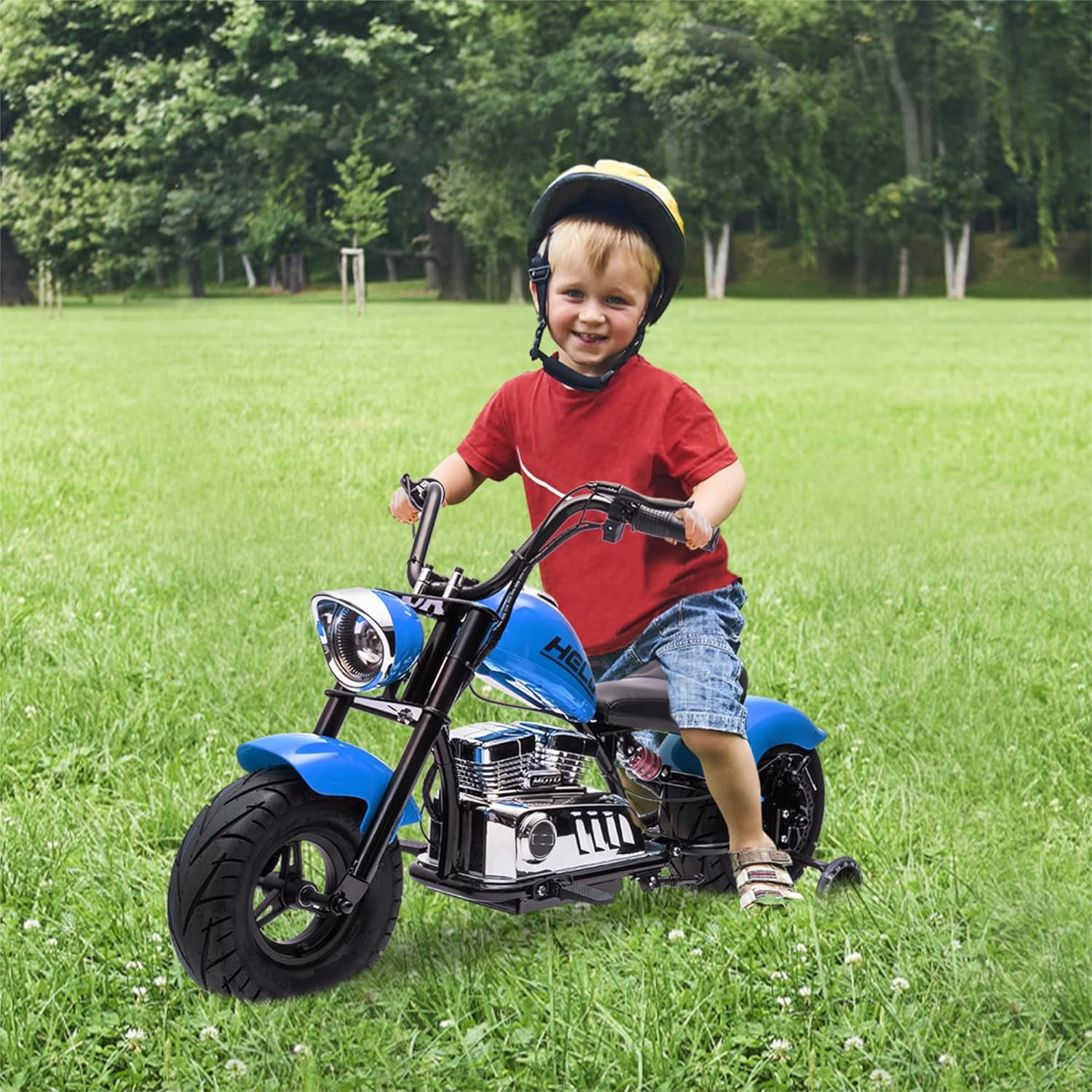 Rugerasy 36V 350W Ride On Off-Road Motorcycle,Electric Dirt Bike for Teens,Fast Speed 16.5mph with Music,Spring Suspension,Led Light,Blue