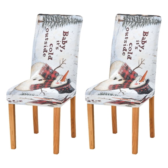BZSMCE Chairs Slipcovers Dining Chair Covers Snowman Playing in Forest Creative Pattern