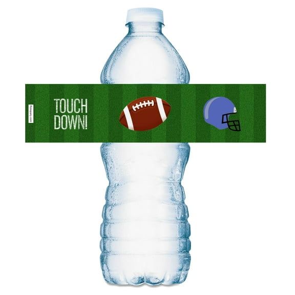 20 Sports Football Water Bottle Labels, Waterproof Water Bottle Wrappers, Stickers for Birthday Party, Baby Shower, Wedding, Graduation, or Any Family Event Decorations