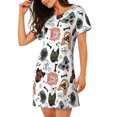 thumbnail image 2 of Fotbe Hip Hop Dog Pattern Women's Cotton Nightgown Sleepwear Short Sleeves Shirt Casual Print Sleepdress, 2 of 6