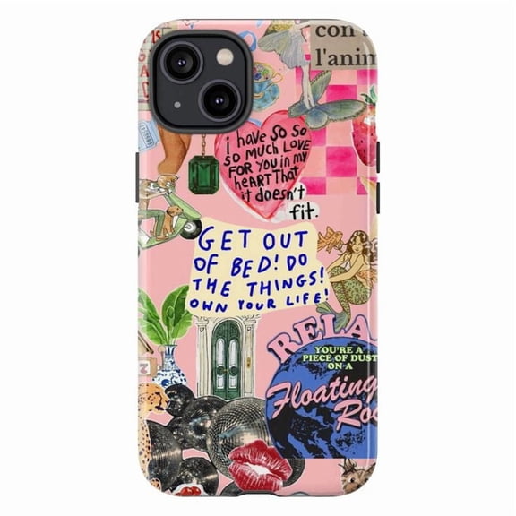 Motivational Collage Phone Case, Inspirational Quote Aesthetic iPhone Cover, Retro Artistic Reminder Design for iPhone 17 16 15 14 13 12 11 Pro Plus Mini