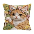 thumbnail image 2 of Tuvgenk Cat Throw Pillow Covers 16x16 in Comfort Square Spring Pillow Covers Decorative Embroidered Animals Couch Cushion Covers with Zipper, 2 of 6