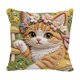 thumbnail image 2 of CaiYueKe Cute Cat Embroidery Pillow Cover - Flocked Velvet Decorative Throw Cushion Sofa Bedroom Living Room Accent Pillowcase, Faux Embroidery Animal Pattern Home Decor Gift for Women, 2 of 7