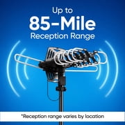 onn Outdoor TV Antenna with Mounting Pole, 85-mile Range (Reception Varies by Location), Supports HDTV & 4K UHD