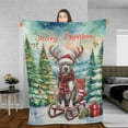 thumbnail image 3 of Merry Christmas Santa Reindeer Antlers Pitbull Sleigh Xmas Winter Holiday Cozy Fleece Blanket Terrier Dog Lover Warm Soft Throw Blanket - 00023, 3 of 5