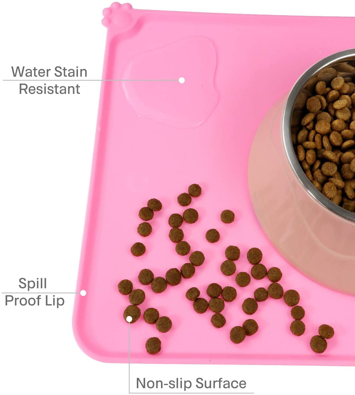 Ag-unicorn Silicone Cat Food Mat Dog Food Mat, Waterproof Pet Feeding Mat  for Water Bowl and Food, Cute Rubber Animal Feeder Mat for Messy Drinker