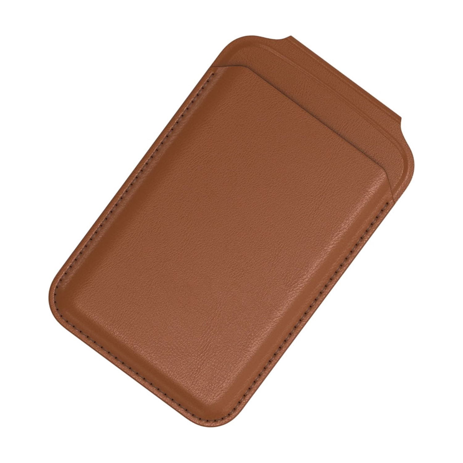 Leather Wallet Card Sleeve with Magnetic Stand Function - Brown