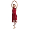 thumbnail image 3 of ZDHoor Girls Sleeveless Rhinestones Mock Neck Figure Skating Dress Leotard Ballet Lyrical Dance Costume Burgundy 10, 3 of 7