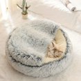 thumbnail image 4 of Plush Round Hooded Pet Bed, Warm Dog Bed For Small Dogs, Fluffy Soft Cat Bed,, 4 of 5
