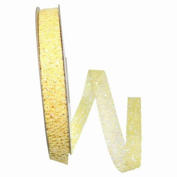 5/8"X25Yds Glitter Web Mesh Yellow Ribbon