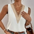 thumbnail image 5 of Odeerbi Tank Top For Women Sleeveless Tops Trendy 2025 Casual Solid Color V Neck Lace Stitching Vest And Tops Beige, 5 of 9