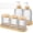 Wood Color, variant on Yaomiao 5 Pack Bathroom Accessories Set, Modern Bathroom Decor Sets, Glass Liquid Soap Dispenser, Vanity Tray, Toothbrush Holder, Cotton Swab Jars with Lids for Sink Countertop(Clear,Striped)
