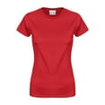 thumbnail image 2 of WNEGSTG Short Sleeve Shirts for Women Basic Cotton Crew Neck Slim Fit Tee Tunic Length T Shirt Red, 2 of 3