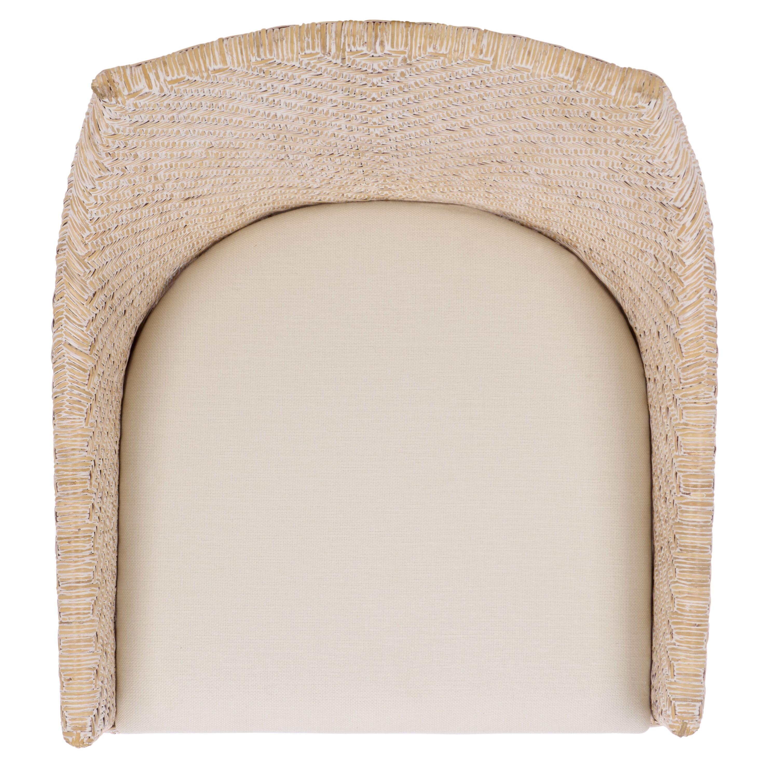 Safavieh Rikan Modern Rattan and Fabric Dining Arm Chair, White Washed/ Ivory