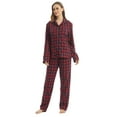 thumbnail image 4 of LNFINTDO Matching Couple Pajama Set, Mens and Womens Flannel Pajama Sets, Button Down Shirts & Flannel Pjs Pants, Red Stripe, Small, 4 of 8