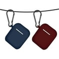 thumbnail image 1 of Airpods Case with Keychain 2-Pack, Soft Full Protection Silicone Rechargeable Headphone Case with Carabiner for Apple AirPods 2nd Gen 1st Gen Charging, 1 of 5