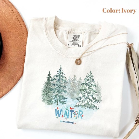 Comfort Colors Winter Forest T-Shirt Christmas Graphic Holiday Tee