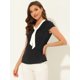 thumbnail image 4 of Allegra K Top Plisado De Oficina Con Cuello En V Y Manga Casquillo Para Mujer Negro M, 4 of 4