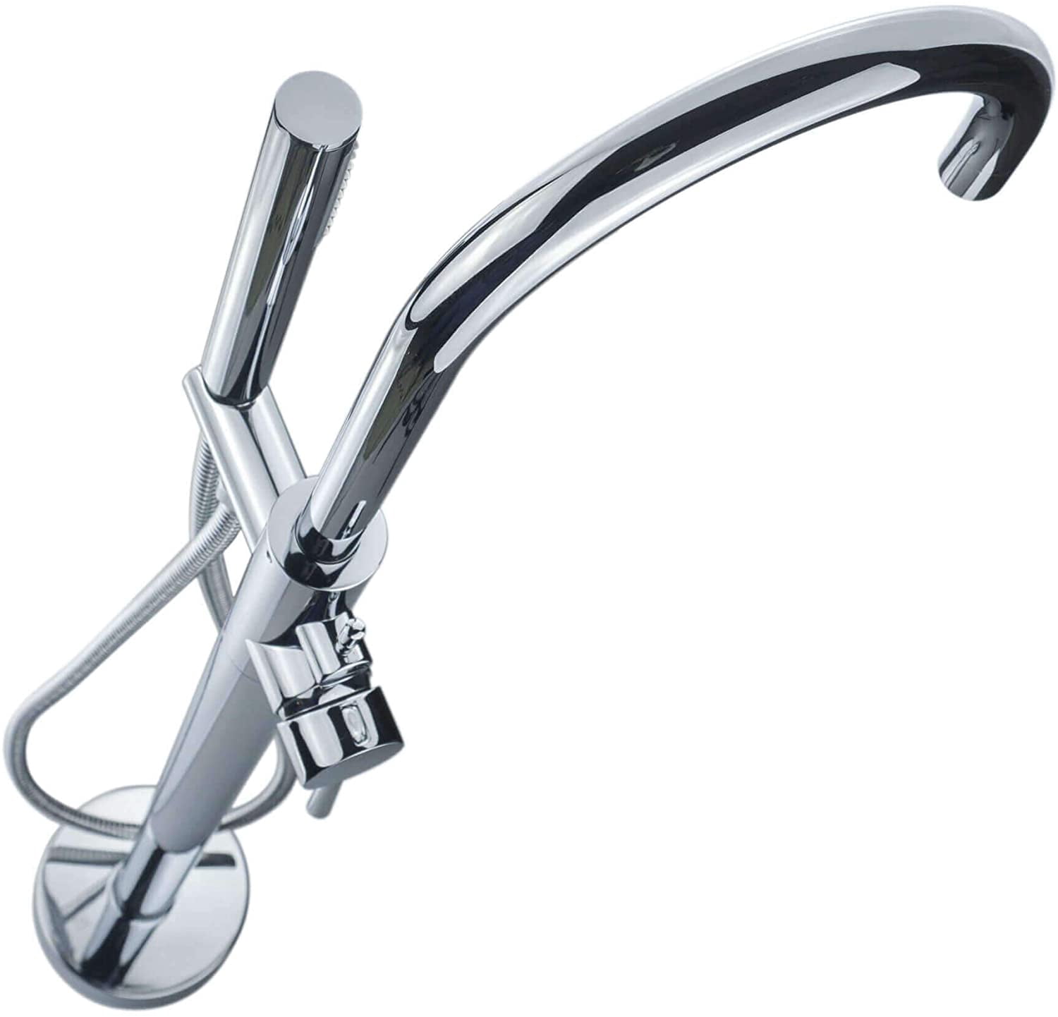 Fine Fixtures Freestanding Bathtub Faucet Tub Filler - Polished Chrome Floor Mount Bathroom Faucets Single Handle with Hand Shower.