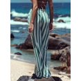 thumbnail image 6 of Women Drawstring Striped Pants Loose Wide Leg Trousers Casual Low Waist Pants Comfy Lounge Pants with Pockets Green S, 6 of 8