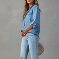 thumbnail image 4 of Apmemiss Tops for Women 2024 Clearance Women's Denim Shirt Women Chambray Jean Western Shirts Long Sleeve Button Tops Clearance Womens Clothing, 4 of 8