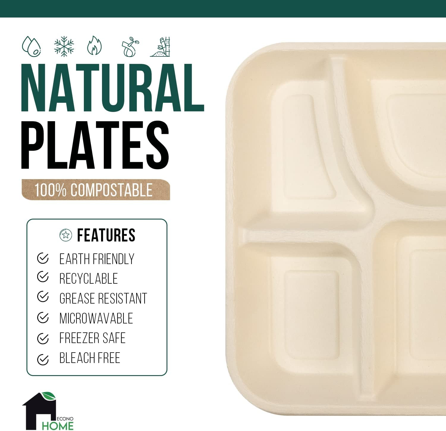 Compostable Containers 4 5 6 Compartments Lunch Meat Fruits Sugarcane Trays  for Food Microwave Food Container Dinner Plate Cutlery Paper Plates Burger  Boxes - China Microwaveble Tray Biodegradable and Used Restaurant Plates