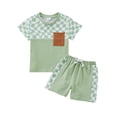 thumbnail image 2 of Esho 12M-5T Toddler Baby Boys Summer Outfits Short Sleeve Plaid T-shirt Tops and Shorts 2PCS Infants Clothes Set, 2 of 8