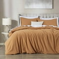 thumbnail image 2 of Chezmoi Collection Solid Caramel 100% Washed Cotton Duvet Cover Set Queen Size, 3-Piece Luxury Soft Breathable Smooth Cooling Comforter Cover with Button Closure, 2 of 9