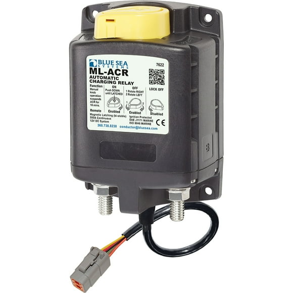 Blue Sea Systems 7622100 7622100 Blue Sea ml Relais de Charge ACR 12 V 500 A avec Commande Manuelle et Connecteur Allemand