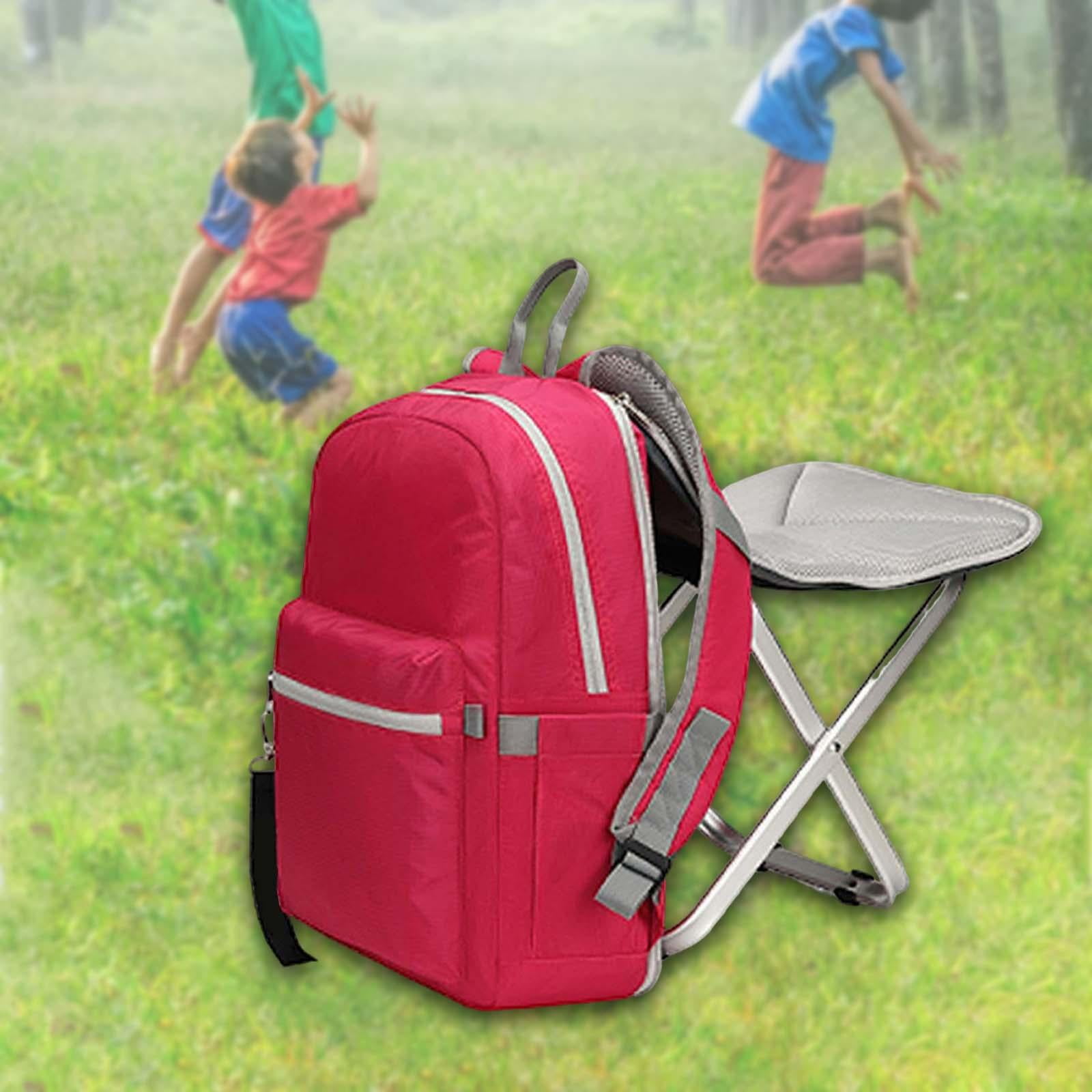 2 in 1 Fishing Chair Bag Fishing Stool Backpack Compact Ultralight for  Outdoor BBQ Events Red 