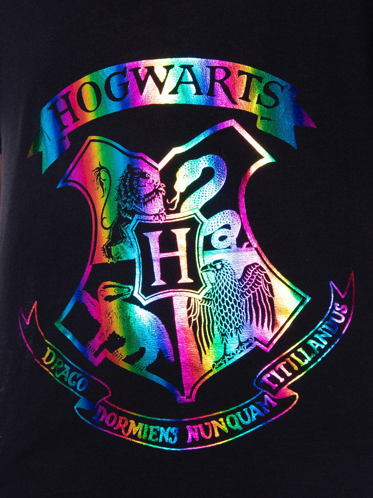 Harry Potter Pajamas Girls Hogwarts Rainbow Hologram Sleep Shirt Short Set Gryffindor, Hufflepuff, Slytherin, Ravenclaw