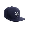 thumbnail image 3 of Daxton Classic Snapback Hat Old English Font Alphabet A to Z Flat Bill Visor Cap, Navy Hat, White V, 3 of 4