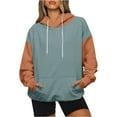 thumbnail image 7 of Xcmzpl Women's Hoodies Casual Color Block Hooded Sweatshirt Oversized Pullover Tops Dressy Casual Long Sleeve T-shirts Fall Clothes, 7 of 7