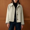 thumbnail image 2 of Unir Casual Turn-Down Collar Short Jacket for Women, Button Front, Relaxed Fit Everyday Polyester Outerwear with Pockets, 1 Piece, S-XXL, Plus Size Friendly, 2 of 6