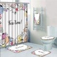 thumbnail image 1 of EREHome Tea Party Cute Doodle Frame with Tea Time Retro Lettering Cups Sweets Colorful Dots 5 Piece Bathroom Set Shower Curtain Bath Towel Bath Rug Contour Mat and Toilet Lid Cover, 1 of 2