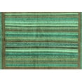 thumbnail image 1 of Ahgly Company Machine Washable Indoor Rectangle Abstract Turquoise Blue Modern Area Rugs, 5' x 7', 1 of 4