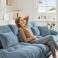 thumbnail image 6 of Modern Chenille 2-Seater Sofa with Lumbar and Throw Pillows, Wide Arm and Ottoman for Living Room, 6 of 19