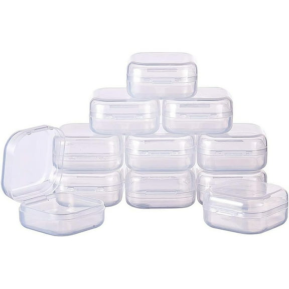 Plastic Bead Containers Cube Clear 3.5x3.5x1.8cm 24pcs