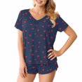 thumbnail image 2 of FAHXNVB Pajamas Set for Women 2 Piece Strawberry Printed Short Sleeve Lounge Set Soft Pjs V Nek Sleepwear Tops and Shorts Set S-XXL, 2 of 7