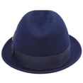 thumbnail image 3 of Montique Men's Navy Center Crease Stingy Snap Brim Hard Felt Fedora Hat H53, 3 of 4